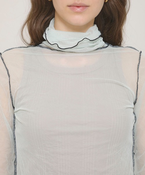 FILL THE BILL（フィルザビル）の「【FILL THE BILL(フィルザビル)】シアータートルチュールネック/205-211025（Tシャツ/カットソー・レディース・ミント/ブラック/パープル・FREE）」の17枚目の写真