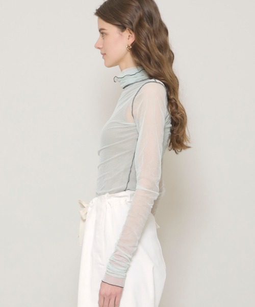 FILL THE BILL（フィルザビル）の「【FILL THE BILL(フィルザビル)】シアータートルチュールネック/205-211025（Tシャツ/カットソー・レディース・ミント/ブラック/パープル・FREE）」の21枚目の写真