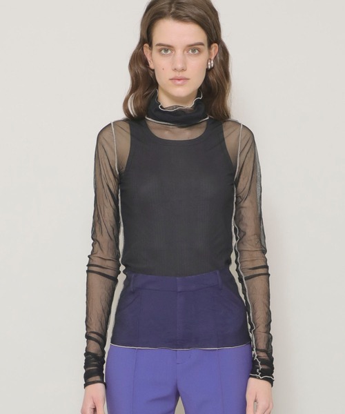 FILL THE BILL（フィルザビル）の「【FILL THE BILL(フィルザビル)】シアータートルチュールネック/205-211025（Tシャツ/カットソー・レディース・ミント/ブラック/パープル・FREE）」の5枚目の写真