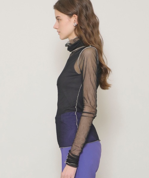 FILL THE BILL（フィルザビル）の「【FILL THE BILL(フィルザビル)】シアータートルチュールネック/205-211025（Tシャツ/カットソー・レディース・ミント/ブラック/パープル・FREE）」の6枚目の写真