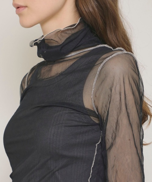 FILL THE BILL（フィルザビル）の「【FILL THE BILL(フィルザビル)】シアータートルチュールネック/205-211025（Tシャツ/カットソー・レディース・ミント/ブラック/パープル・FREE）」の10枚目の写真