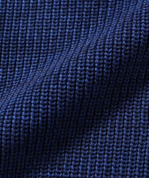 ADAM ET ROPE'（アダムエロペ）の「ミックス畦 ルーズシルエット コットンニット（ニット/セーター・メンズ・ネイビー/ライトグリーン・M/L）」の3枚目の写真