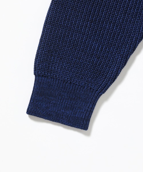 ADAM ET ROPE'（アダムエロペ）の「ミックス畦 ルーズシルエット コットンニット（ニット/セーター・メンズ・ネイビー/ライトグリーン・M/L）」の4枚目の写真