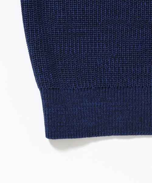 ADAM ET ROPE'（アダムエロペ）の「ミックス畦 ルーズシルエット コットンニット（ニット/セーター・メンズ・ネイビー/ライトグリーン・M/L）」の5枚目の写真