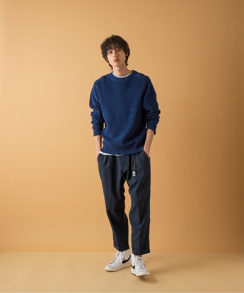 ADAM ET ROPE'（アダムエロペ）の「ミックス畦 ルーズシルエット コットンニット（ニット/セーター・メンズ・ネイビー/ライトグリーン・M/L）」の10枚目の写真