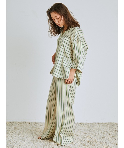【2着】SNIDEL HOME / テンセルコットンストライプ パンツ シャツ SNIDEL HOME（スナイデルホーム）の「テンセルコットン