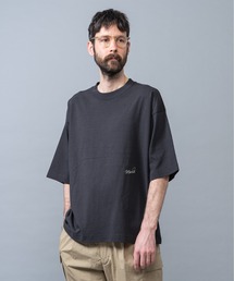 キュプラブレンド コットン天竺/ハーフスリーブ 刺繍ロゴ Tシャツ