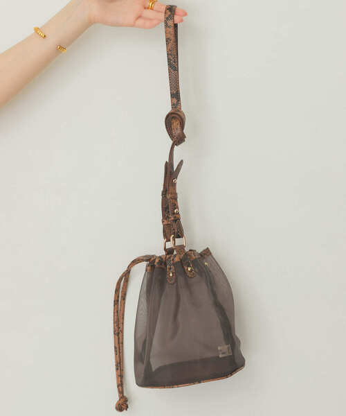 RODE SKO（ロデスコ）の「MARILU チュールバケツバッグ（ショルダーバッグ・レディース・アイボリー/ブラック/ブラウン・ONE）」の3枚目の写真