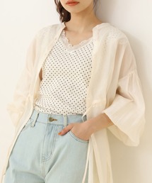 ドット柄レースタンクトップ