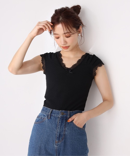 one after another NICE CLAUP（ワンアフターアナザーナイスクラップ）の「ドット柄レースタンクトップ（タンクトップ・レディース・ホワイト系その他/ブラック系その他/アイボリー/ブラック・FREE）」の8枚目の写真