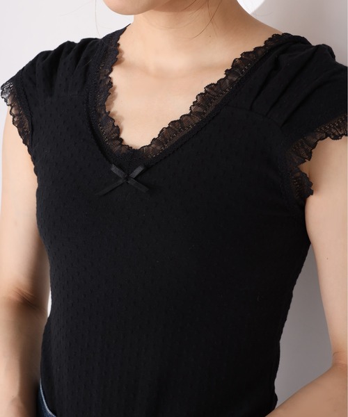 one after another NICE CLAUP（ワンアフターアナザーナイスクラップ）の「ドット柄レースタンクトップ（タンクトップ・レディース・ホワイト系その他/ブラック系その他/アイボリー/ブラック・FREE）」の12枚目の写真