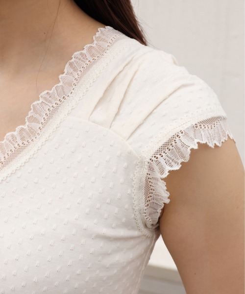 one after another NICE CLAUP（ワンアフターアナザーナイスクラップ）の「ドット柄レースタンクトップ（タンクトップ・レディース・ホワイト系その他/ブラック系その他/アイボリー/ブラック・FREE）」の10枚目の写真