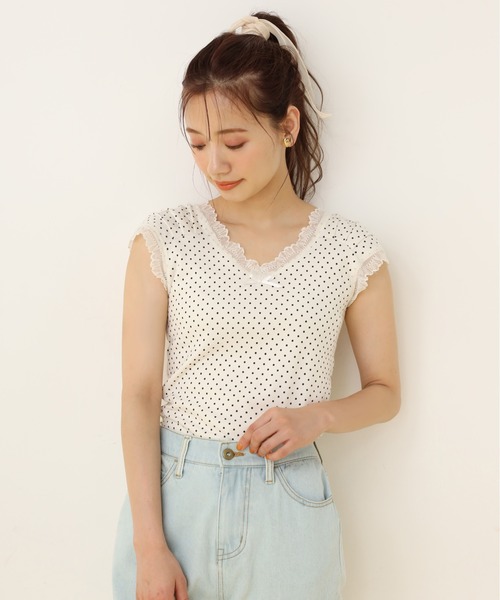 one after another NICE CLAUP（ワンアフターアナザーナイスクラップ）の「ドット柄レースタンクトップ（タンクトップ・レディース・ホワイト系その他/ブラック系その他/アイボリー/ブラック・FREE）」の14枚目の写真