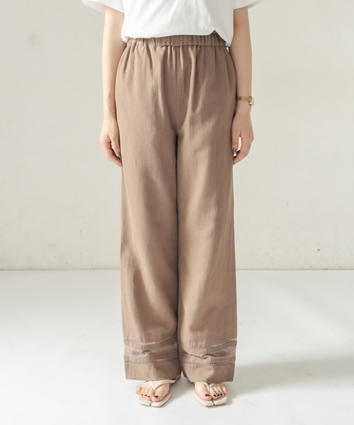 CAPRICIEUX LE'MAGE（カプリシューレマージュ）の「レース切替リネンパンツ（その他パンツ・レディース・ブラック/モカ・36/38）」の6枚目の写真