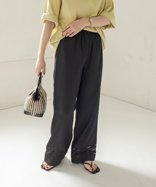 CAPRICIEUX LE'MAGE（カプリシューレマージュ）の「レース切替リネンパンツ（その他パンツ・レディース・ブラック/モカ・36/38）」の22枚目の写真