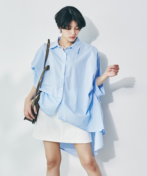 ECRIRE（エクリール）の「袖タックドルマンチュニック（チュニック・レディース・オフホワイト/ブルー/グリーン・フリー）」の3枚目の写真