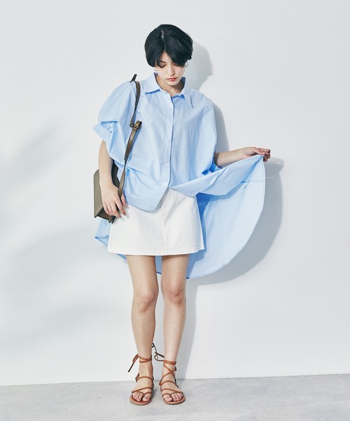 ECRIRE（エクリール）の「袖タックドルマンチュニック（チュニック・レディース・オフホワイト/ブルー/グリーン・フリー）」の8枚目の写真