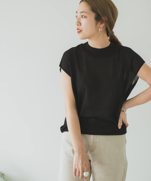 ITEMS URBANRESEARCH（アイテムズ アーバンリサーチ）の「フレンチスリーブニット（ニット/セーター・レディース・モカ/グリーン/グレー系その他/ブラック・FREE）」の2枚目の写真