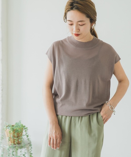 ITEMS URBANRESEARCH（アイテムズ アーバンリサーチ）の「フレンチスリーブニット（ニット/セーター・レディース・モカ/グリーン/グレー系その他/ブラック・FREE）」の4枚目の写真