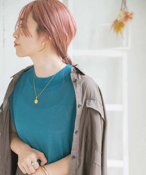 ITEMS URBANRESEARCH（アイテムズ アーバンリサーチ）の「フレンチスリーブニット（ニット/セーター・レディース・モカ/グリーン/グレー系その他/ブラック・FREE）」の5枚目の写真