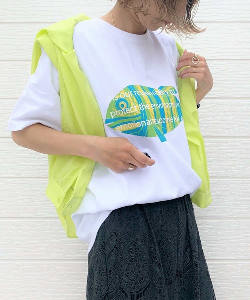 Q（キュー）の「fish Tシャツ（Tシャツ/カットソー・レディース・ホワイト/ライトグレー・MEDIUM）」の2枚目の写真