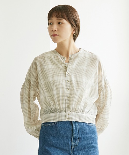 cardo fabrica(カルドファブリカ)の「.●W/Tグラフチェックショートギャザーブラウス(シャツ/ブラウス・レディース・キナリ/ブラック・FREE)」の12枚目の写真