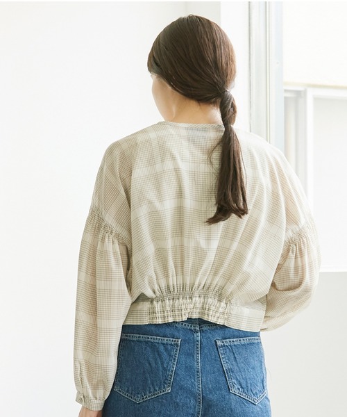 cardo fabrica(カルドファブリカ)の「.●W/Tグラフチェックショートギャザーブラウス(シャツ/ブラウス・レディース・キナリ/ブラック・FREE)」の15枚目の写真