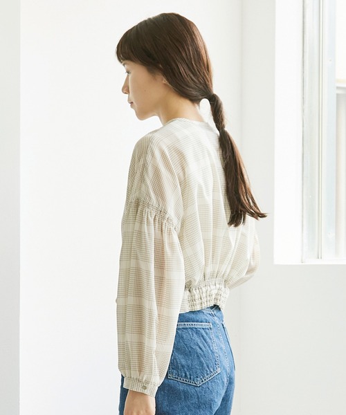 cardo fabrica(カルドファブリカ)の「.●W/Tグラフチェックショートギャザーブラウス(シャツ/ブラウス・レディース・キナリ/ブラック・FREE)」の14枚目の写真