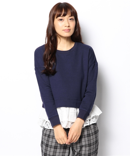 CIAOPANIC（チャオパニック）の「【Ciaopanic】ヘムレースフリルPO（Tシャツ/カットソー・レディース・グレー/ブラック/ネイビー・FREE）」の3枚目の写真