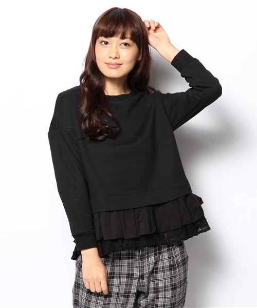 CIAOPANIC（チャオパニック）の「【Ciaopanic】ヘムレースフリルPO（Tシャツ/カットソー・レディース・グレー/ブラック/ネイビー・FREE）」の2枚目の写真