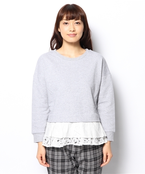 CIAOPANIC（チャオパニック）の「【Ciaopanic】ヘムレースフリルPO（Tシャツ/カットソー・レディース・グレー/ブラック/ネイビー・FREE）」の4枚目の写真