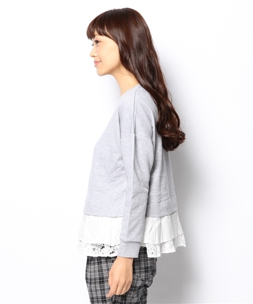 CIAOPANIC（チャオパニック）の「【Ciaopanic】ヘムレースフリルPO（Tシャツ/カットソー・レディース・グレー/ブラック/ネイビー・FREE）」の5枚目の写真