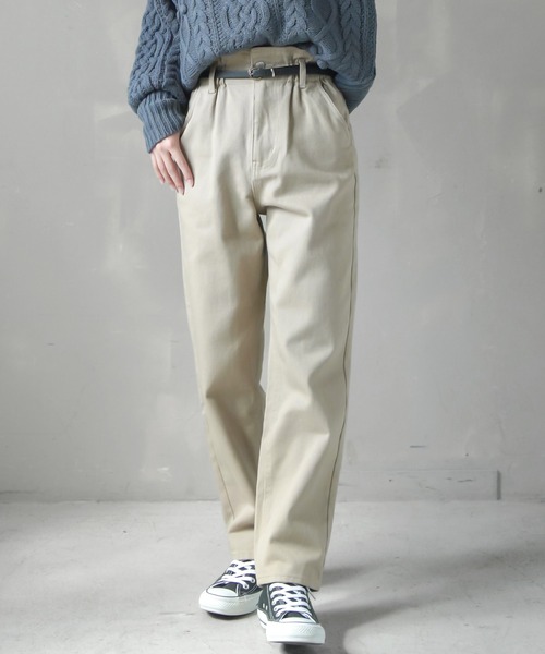 SPINNS（スピンズ）の「ハイウエスト ストレートパンツ（その他パンツ・レディース・ベージュ/ブラック/オフホワイト/インディゴブルー/ブラック系その他/ブルー系その他/アイボリー/グレイッシュベージュ・M/S）」の3枚目の写真