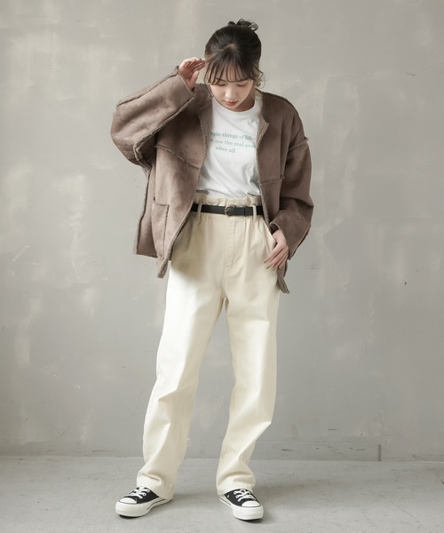 SPINNS（スピンズ）の「ハイウエスト ストレートパンツ（その他パンツ・レディース・ベージュ/ブラック/オフホワイト/インディゴブルー/ブラック系その他/ブルー系その他/アイボリー/グレイッシュベージュ・M/S）」の13枚目の写真