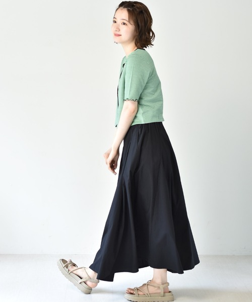 RETRO GIRL（レトロガール）の「ボーダーショートカーデ（カーディガン/ボレロ・レディース・チャコールグレー/オレンジ/ブルー/グリーン・FREE）」の5枚目の写真