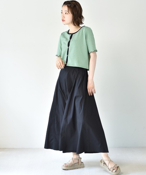 RETRO GIRL（レトロガール）の「ボーダーショートカーデ（カーディガン/ボレロ・レディース・チャコールグレー/オレンジ/ブルー/グリーン・FREE）」の7枚目の写真