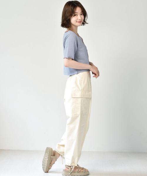 RETRO GIRL（レトロガール）の「ボーダーショートカーデ（カーディガン/ボレロ・レディース・チャコールグレー/オレンジ/ブルー/グリーン・FREE）」の19枚目の写真