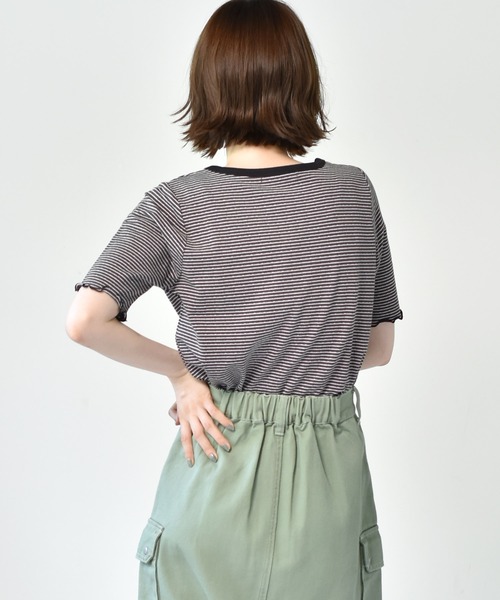 RETRO GIRL（レトロガール）の「ボーダーショートカーデ（カーディガン/ボレロ・レディース・チャコールグレー/オレンジ/ブルー/グリーン・FREE）」の12枚目の写真