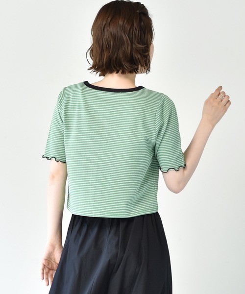 RETRO GIRL（レトロガール）の「ボーダーショートカーデ（カーディガン/ボレロ・レディース・チャコールグレー/オレンジ/ブルー/グリーン・FREE）」の8枚目の写真