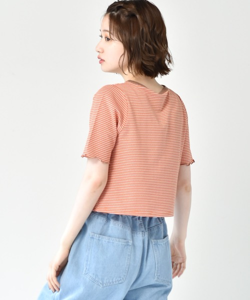 RETRO GIRL（レトロガール）の「ボーダーショートカーデ（カーディガン/ボレロ・レディース・チャコールグレー/オレンジ/ブルー/グリーン・FREE）」の22枚目の写真