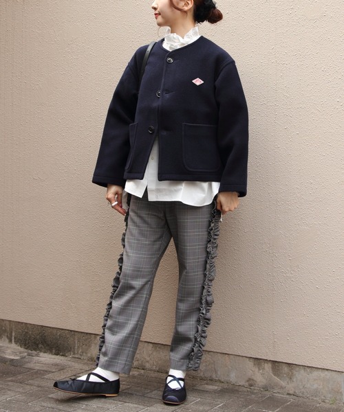 DANTON/ダントン ウールカラーレスジャケット COLLARLESS JACKET