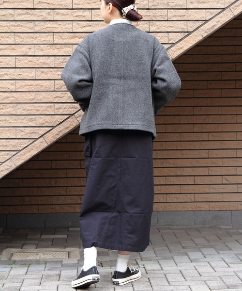 美品　ダントン　danton ノーカラー　ウールジャケット　グレー Danton ジャケット ノーカラージャケット 「DANTON/ダントン