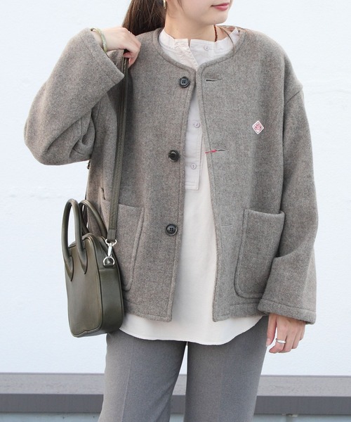 DANTON（ダントン）の「DANTON/ダントン　ウールカラーレスジャケット　COLLARLESS JACKET（ウィメンズ）DT-A0013 WLP（ノーカラージャケット・レディース・ベージュ/ネイビー/グレイッシュベージュ/モスグリーン/グレー・38/36）」の16枚目の写真