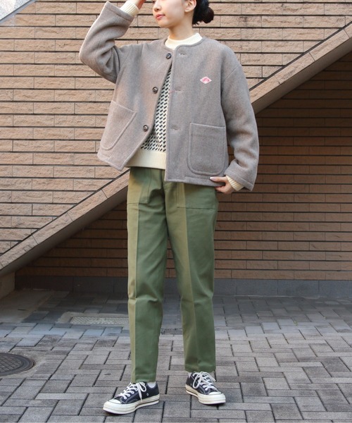 DANTON（ダントン）の「DANTON/ダントン　ウールカラーレスジャケット　COLLARLESS JACKET（ウィメンズ）DT-A0013 WLP（ノーカラージャケット・レディース・ベージュ/ネイビー/グレイッシュベージュ/モスグリーン/グレー・38/36）」の10枚目の写真