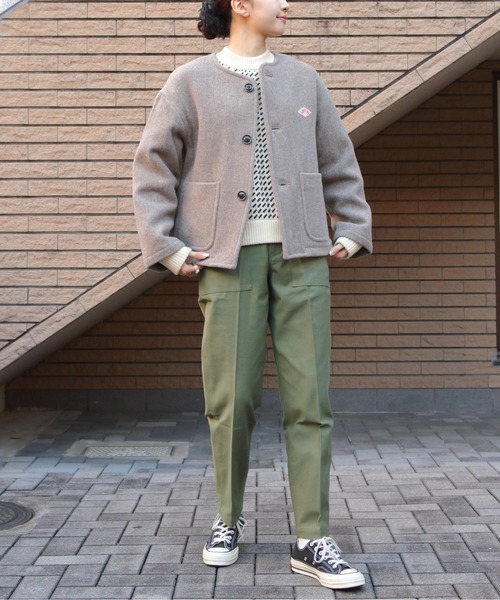 美品　ダントン　danton ノーカラー　ウールジャケット　グレー DANTON | 中綿ノーカラージャケット WOMEN（ノーカラージャケット