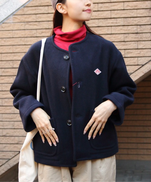 DANTON ノーカラーウールジャケット ネイビー 楽天市場】ダントン/DANTON ウールモッサノーカラージャケット