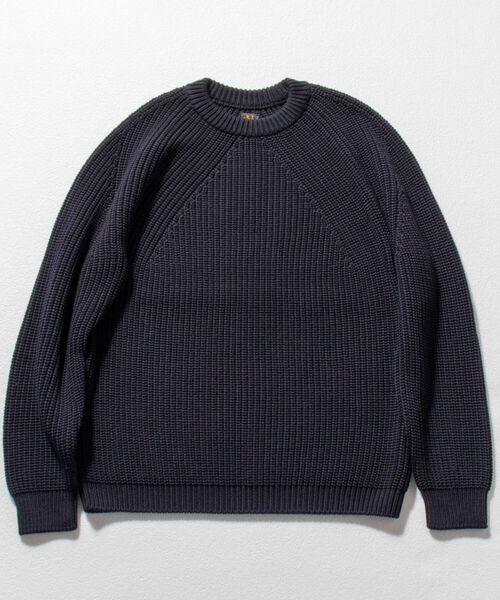 BATONER（バトナー）の「【BATONER/バトナー】SIGNATURE CREW NECK BN-21FM-023 クルーネック ニット 日本製（ニット/セーター・メンズ・チャコールグレー/ネイビー/ライトパープル/ブラック/ベージュ/オフホワイト/オレンジ/グリーン・SMALL/LARGE/MEDIUM）」の9枚目の写真