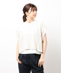 Samansa Mos2 blue | 透かし編みニットベスト(ベスト)