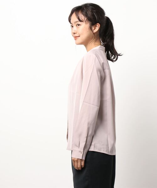m.f.editorial（エムエフエディトリアル）の「エムエフエディトリアルレディース/m.f.editorial：Women バンドカラー 比翼長袖ブラウス（シャツ/ブラウス・レディース・ピンク系その他・MEDIUM/LARGE）」の3枚目の写真
