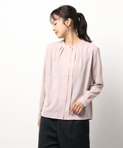 m.f.editorial（エムエフエディトリアル）の「エムエフエディトリアルレディース/m.f.editorial：Women バンドカラー 比翼長袖ブラウス（シャツ/ブラウス・レディース・ピンク系その他・MEDIUM/LARGE）」の4枚目の写真